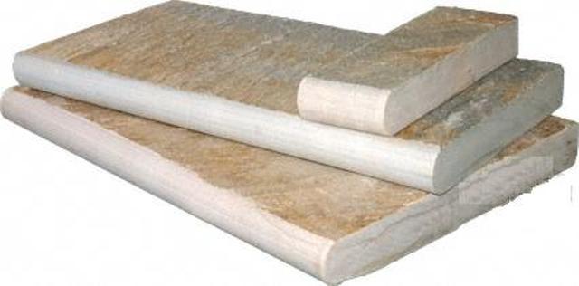 Golden White 16X24 Natural Cleft One Long Side Bullnose Pool Coping