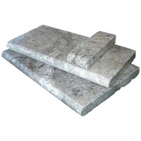 Silver Travertine 6X12 Tumbled One Short Side Bullnose Pool Coping