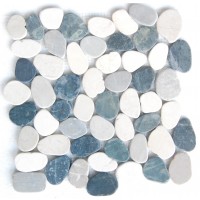 White & Grey Mix Natural 12X12 Interlocking Indonesia Flat Pebble Tile