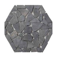 Honey Interlocking Grey Hexagon Shape Pebble Floor Tile
