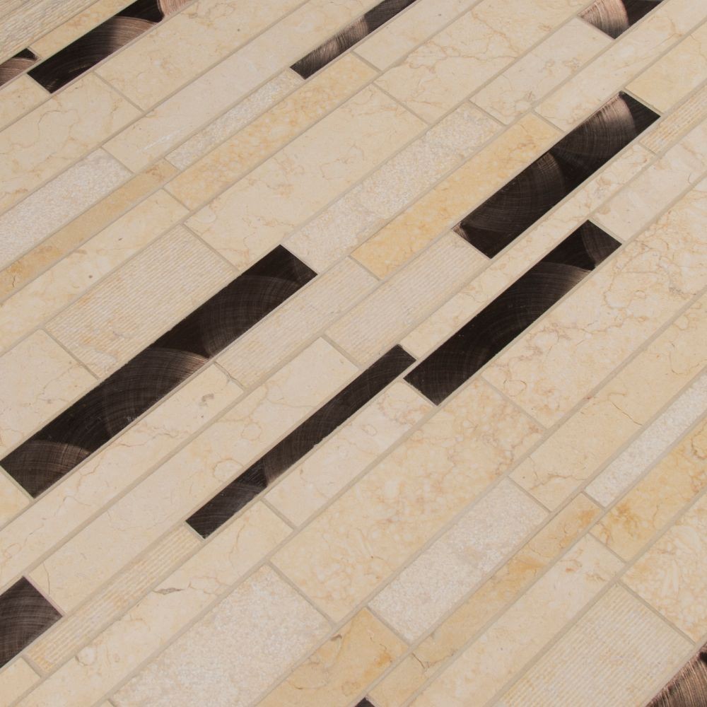 Cairo Blend Interlocking Pattern 8mm Stone Metal Mosaic Tile