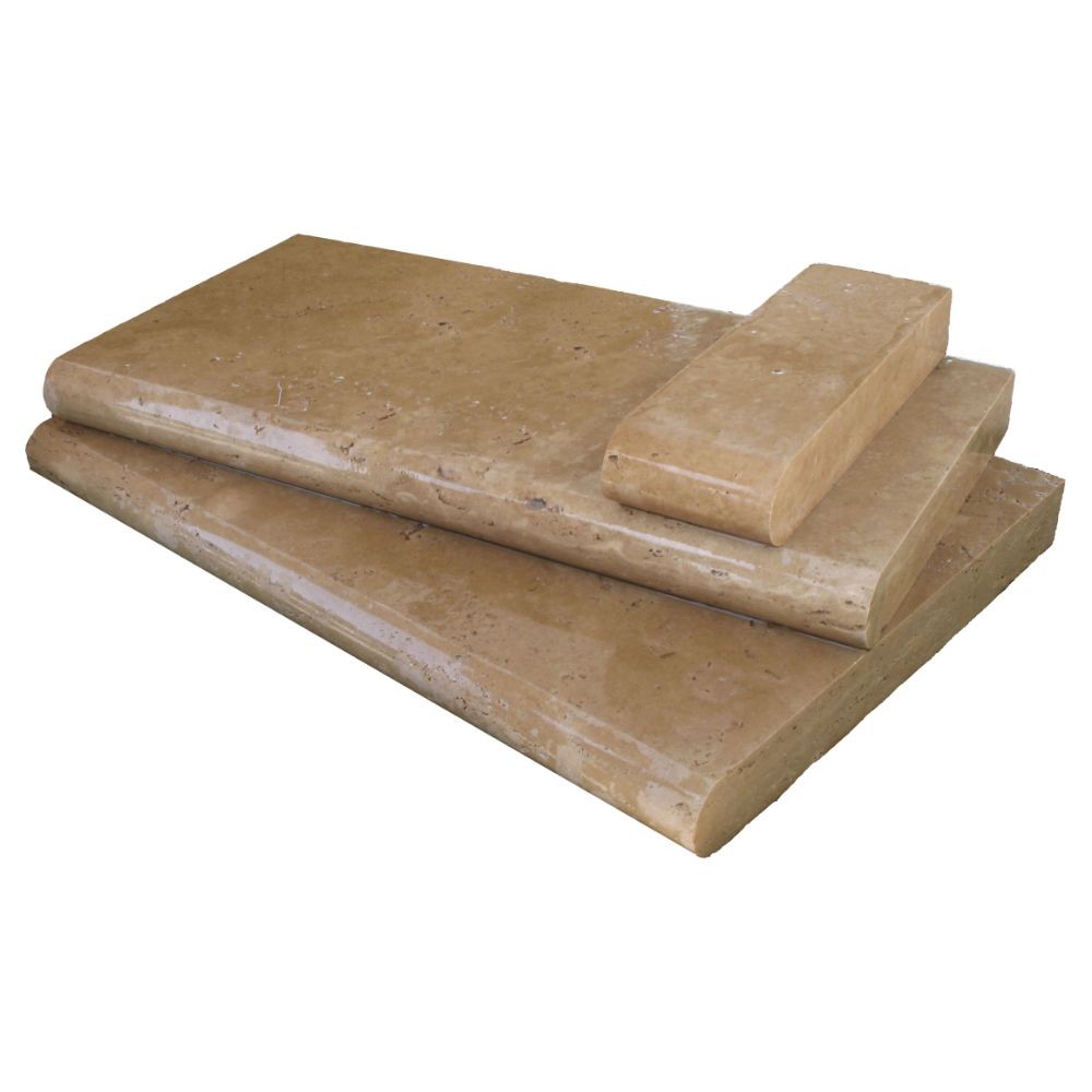 Tuscany Chocolade 4X12 Honed Unfilled Brushed One Side Bullnose Pool Coping