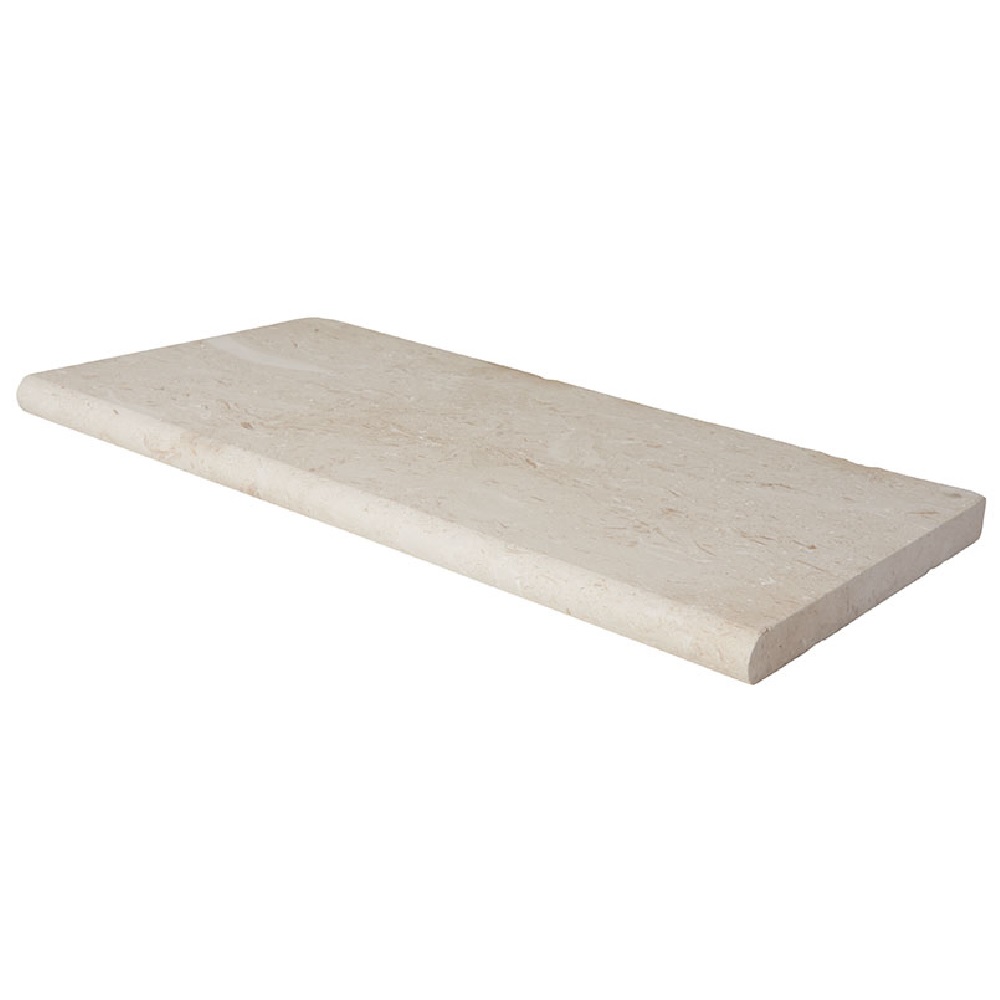 Mayra White 12x24 Tumbled One Long Side Bullnose Pool Coping