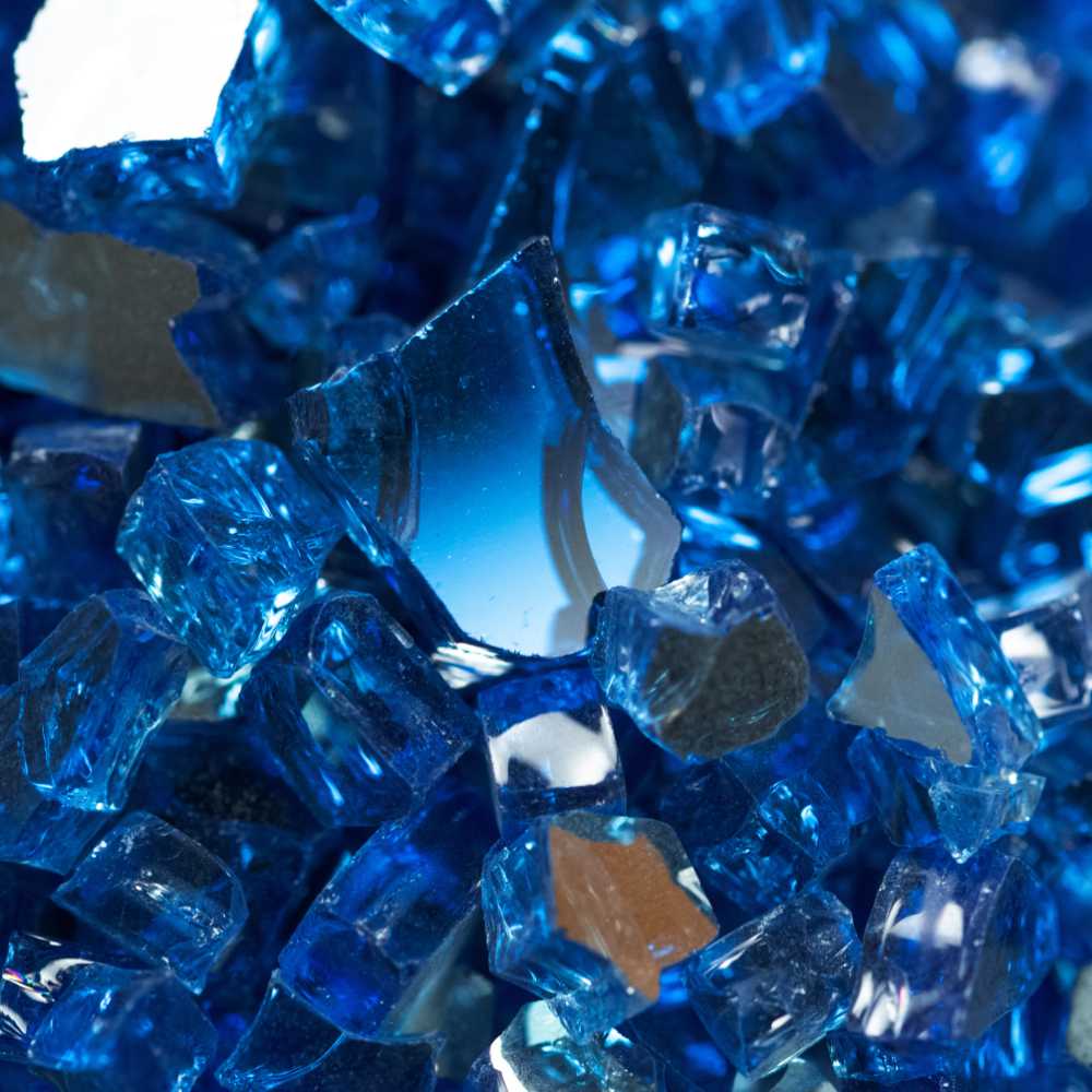 Sapphire Blue 0.64 CM 20 LBS Crystal Reflective Fireglass