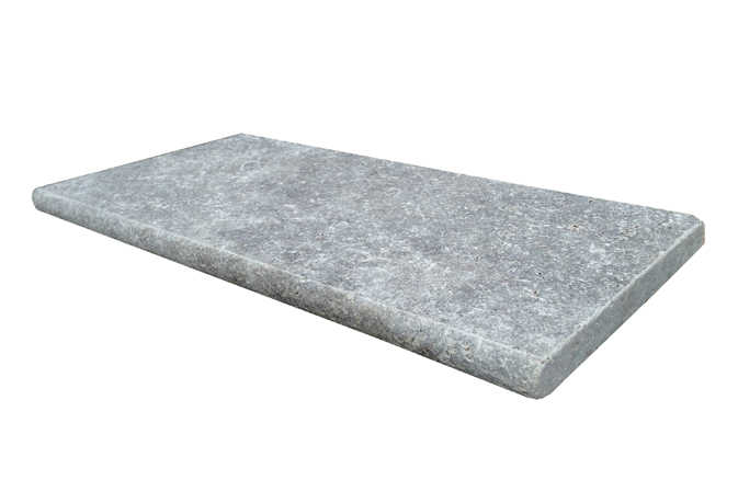 Silver Travertine 12X24 Honed Unfilled Brushed Double Bullnose Pool Coping