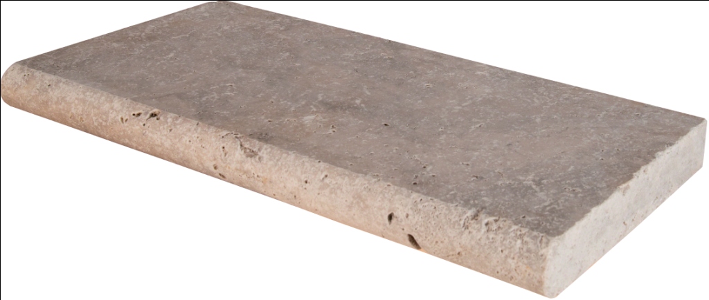 Silver Travertine 16X24 Honed Unfilled One Long Side BullNose Pool Coping