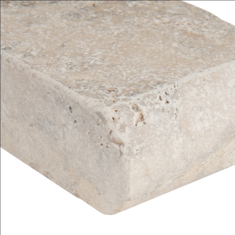 Silver Travertine 4X12 Honed Unfilled One Short Side Bullnose Pool Coping