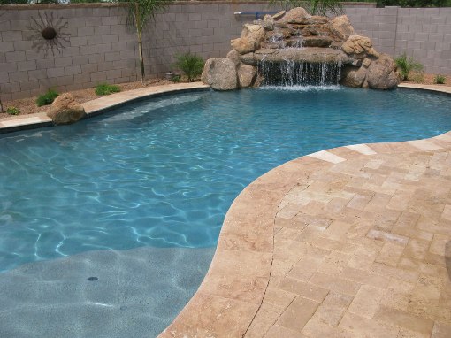 Tuscany Beige 4X12 Brushed One Short Side Bullnose Pool Coping
