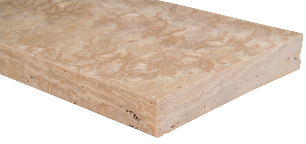 Tuscany Beige 12X24 Honed Unfilled Brushed Eased Edges Pool Coping